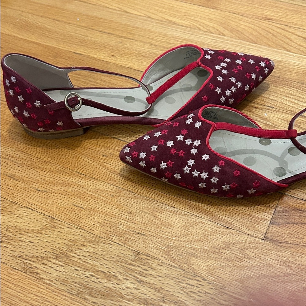 Boden Red Flats with White Star Pattern - Picture 3 of 8